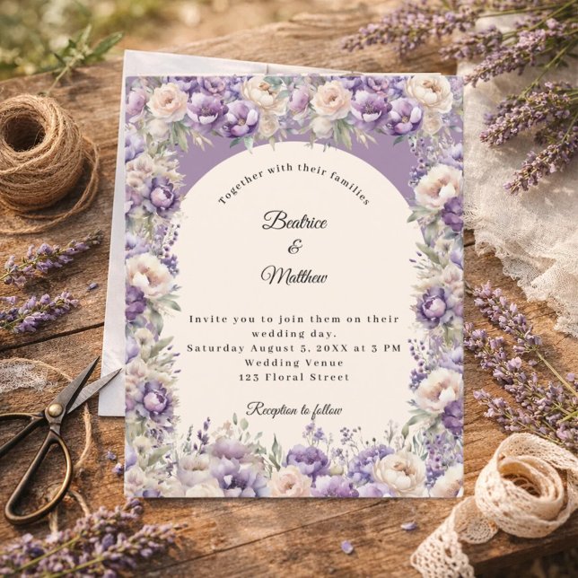 Lavender champagne cream arch wedding invitation (Criador carregado)