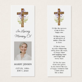 Lavender Cross Photo Funeral Bookmark