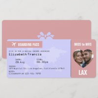 Lavender & Dusty Rose Cartão de Embarque Chá de No