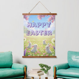 Lavender Easter Cute White Bunny Floral Spring 