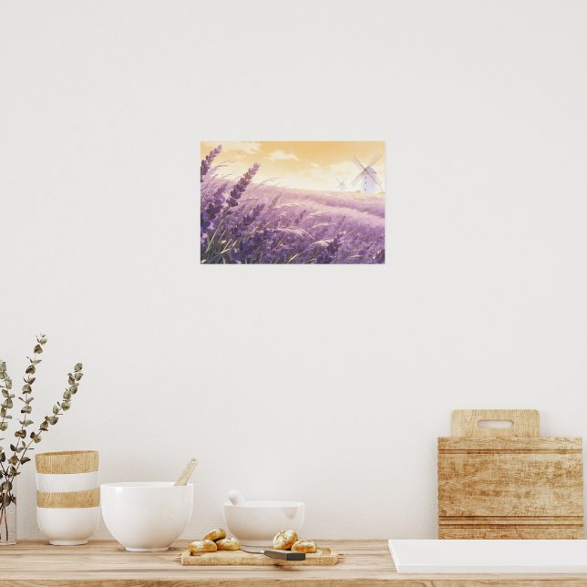 Lavender Field Sunset Poster (Cozinha)