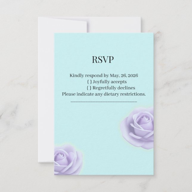  Lavender Rose With Blue Wedding RSVP (Frente)