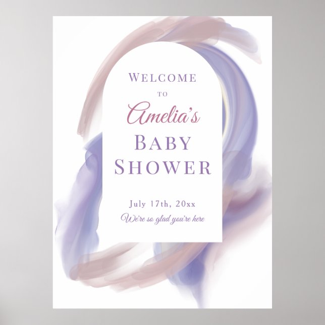 Lavender Watercolor Abstract Welcome Poster (Frente)