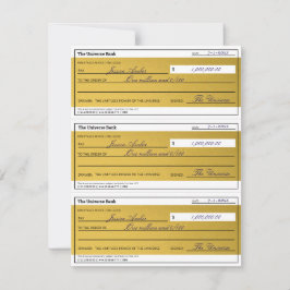 Law of Attraction 3 Blank Printable Gold Checks