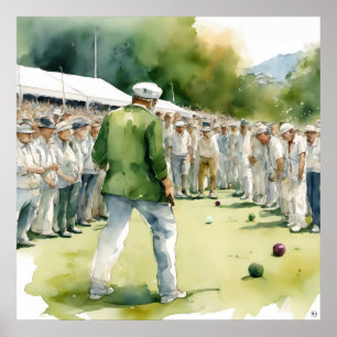 Lawn Bowls - Impressão de Arte de Aquarela
