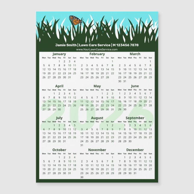 Lawn & Garden Maintenance Magnetic 2026 Calendar (Frente)