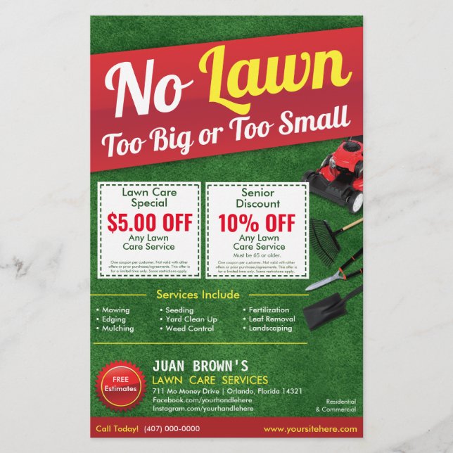 LawnCare Paing Grass Cutting Flyer 8,5 x 5,5 (Frente)