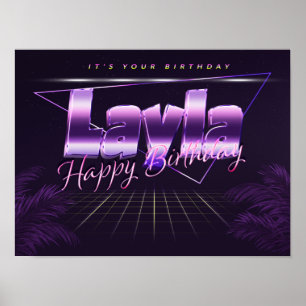 Layla Nome Vorname lila retro Poster Geburtstag