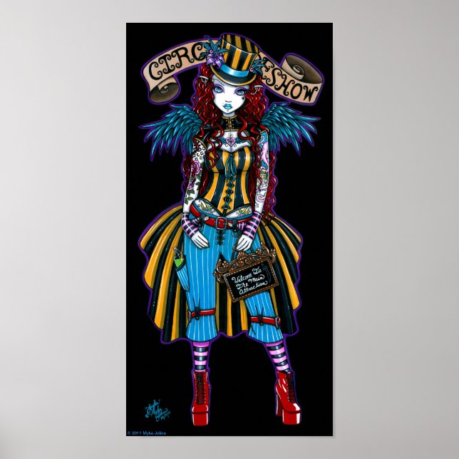 "Layla" Steampunk Circus Tattoo Sideshow Poster (Frente)