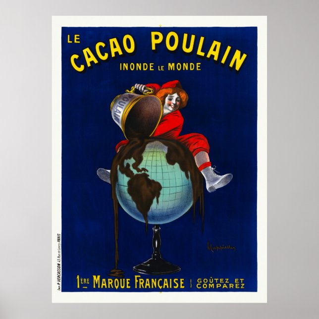 Le Cacao Poulain França Poster vintage 1911 (Frente)