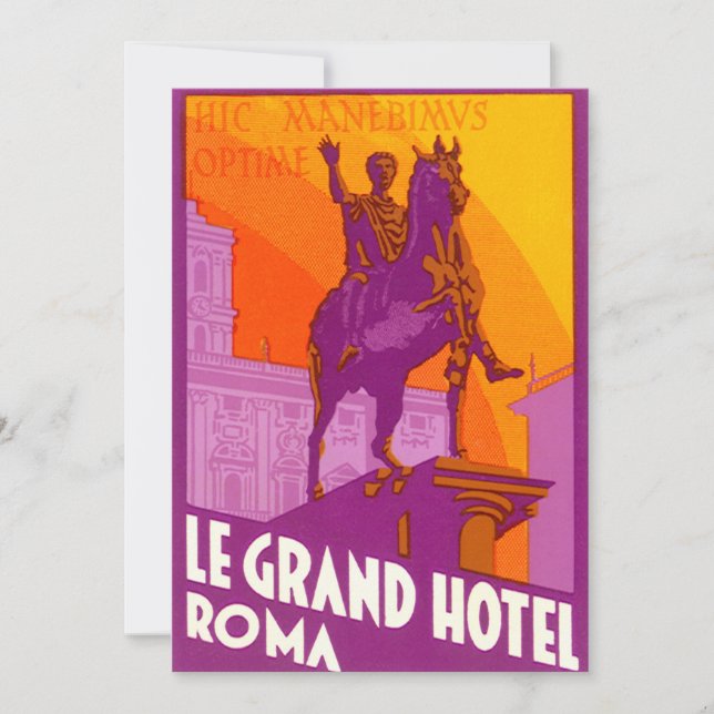 Le Grand Hotel Roma Statue, Itália, Viagens vintag (Frente)