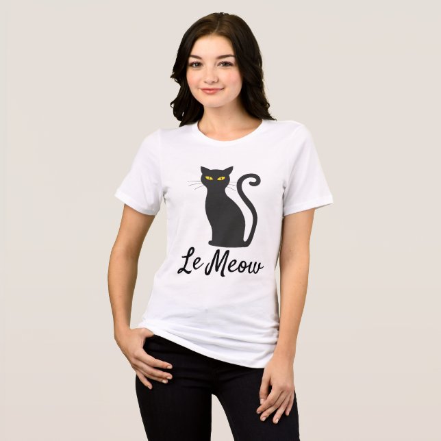 LE MEOW BLACK CAT T-Shirt (Frente Completa)