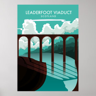 Leaderfoot Viaduct Scotland travel poster