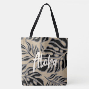 Leaf Tiki Black Hawaiian Bolsa de praia tropical