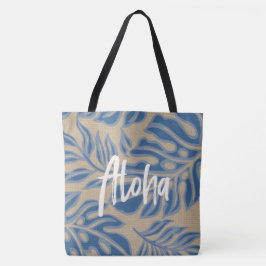 Leaf Tiki Indigo Blue Havaiano Bolsa de praia trop