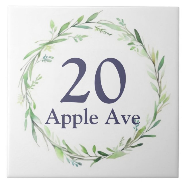 Leaf Wreath Custom House Number Sign (Frente)