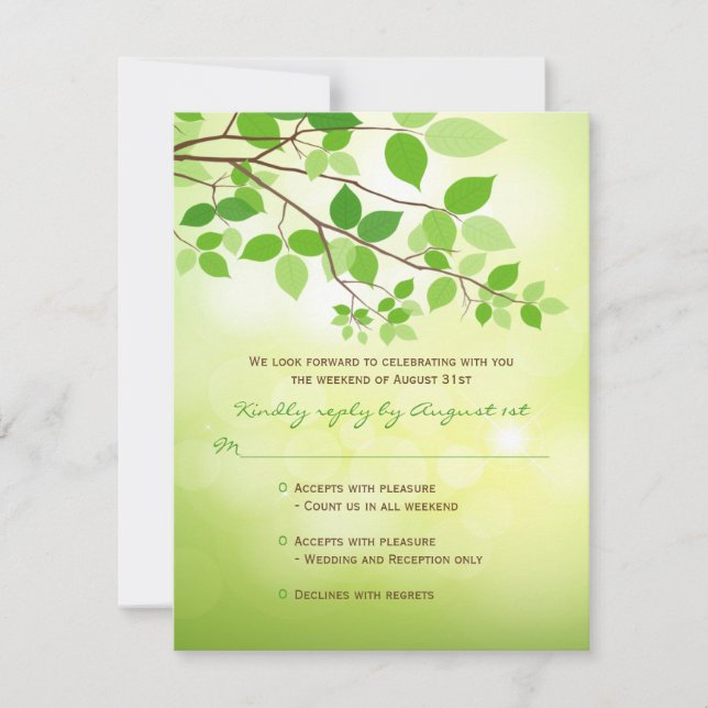 Leafy Branches Camping Wedding RSVP Card (Frente)