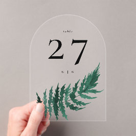Leafy Modern Watercolor Arch Table Number