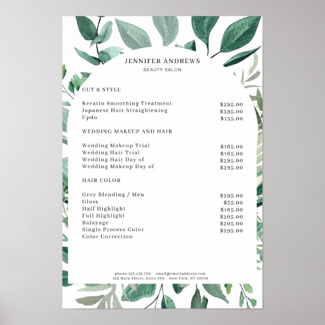 Leafy Price List Poster (Frente)