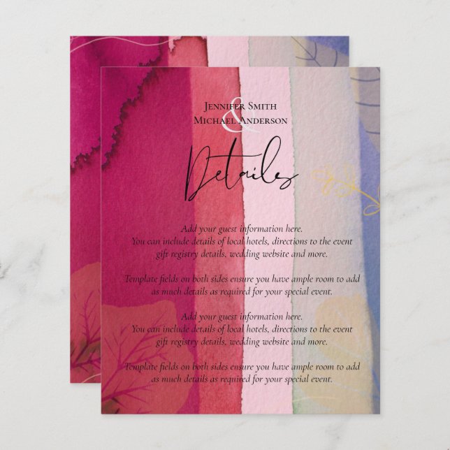 Leah G BUDGET Casamento Berry Red Purple Watercolo (Frente/Verso)