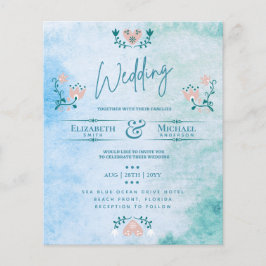 Leah G BUDGET Convite de casamento Folk Art Teal