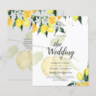Leah G Citrus Yellow Lemons Convites de casamento