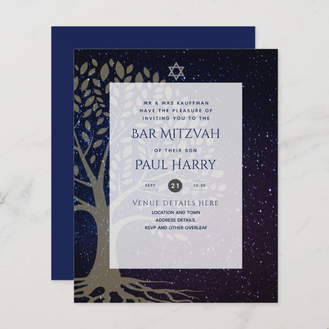 Leah G Elegante Bar de Música Mitzvah Jewish Torah (Frente/Verso)