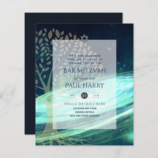 Leah G Elegante Bar de Música Mitzvah Jewish Torah (Frente/Verso)