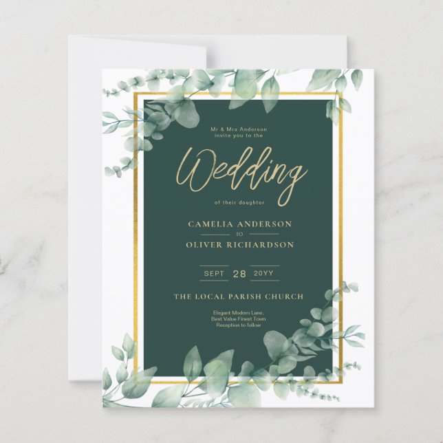Leah G Eucalyptus Greenery Dourado WEDDING CÓDIGO  (Frente)