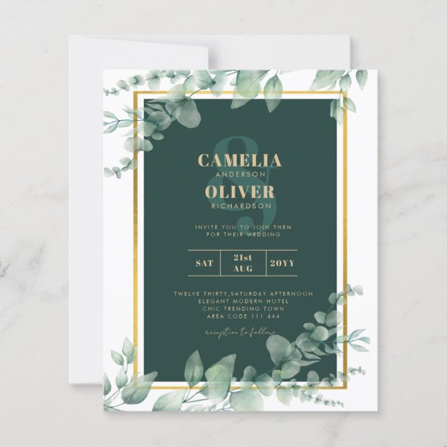 Leah G Eucalyptus Greenery Dourado WEDDING CÓDIGO  (Frente)