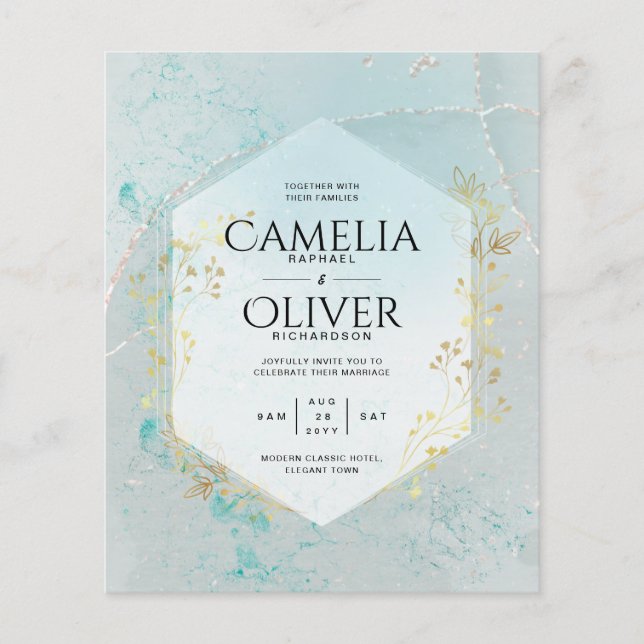 Leah G INK Sea Glass Turquoise Dourada Aqua INVITE (Frente)