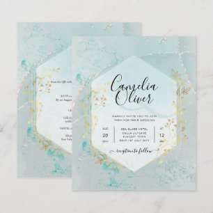 Leah G INK Sea Glass Turquoise Dourada Aqua INVITE