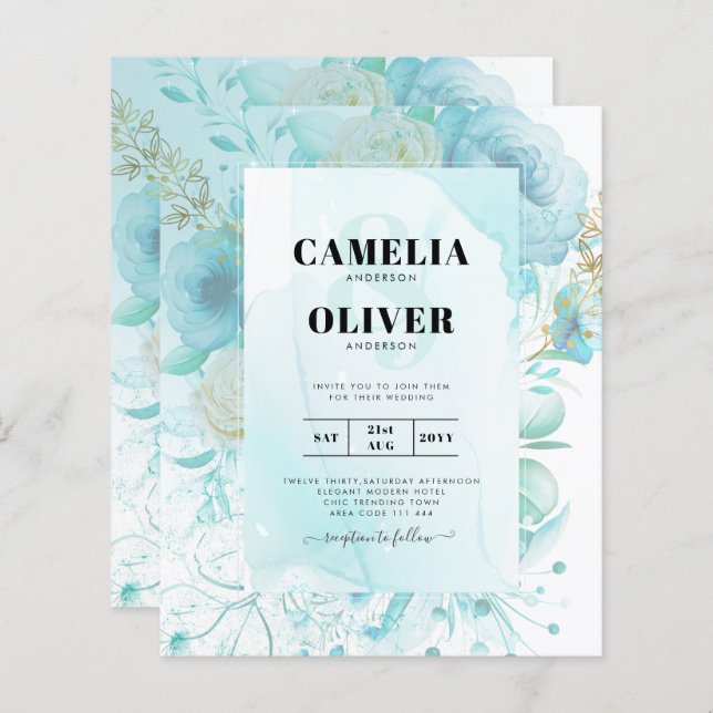 Leah G INK Vidro do mar Turquesa Aqua Abstrato INV (Frente/Verso)