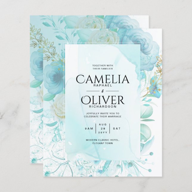 Leah G INK Vidro do mar Turquesa Aqua Abstrato INV (Frente/Verso)