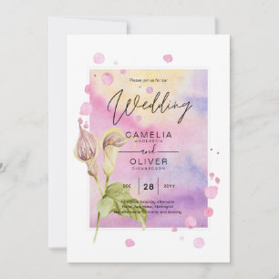 Leah G Pink Calla Lily Floral Convite de casamento