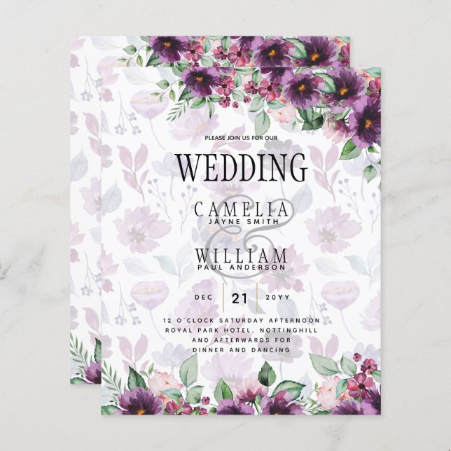 Leah G Plum Purple Berry Floral Casamento Fall Win (Frente/Verso)