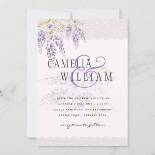 Leah G Purple WISTERIA Lace Convite de casamento F