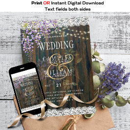 Leah G Rustic WISTERIA Lace Convite de casamento F