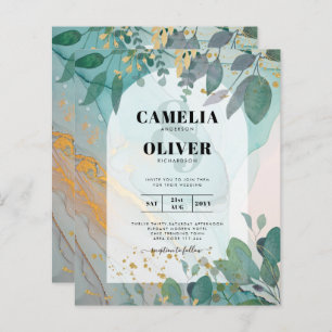 Leah G Seaglass Inv. Casamento Dourado Verde com T