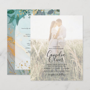 Leah G Seaglass Inv. Casamento Dourado Verde com T