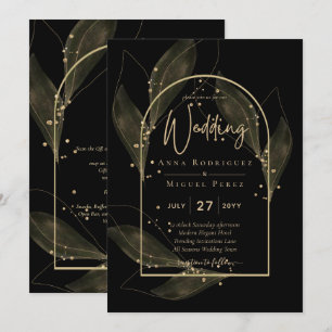LeahG Black Dourado deixa Convite de casamento mod