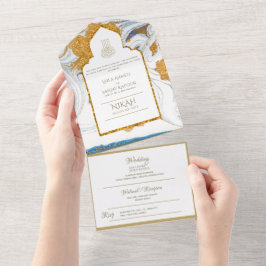 LeahG Blue Muslim Convites de casamento Nikah