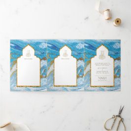 LeahG Blue Muslim Convites de casamento Nikah