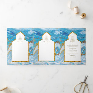 LeahG Blue Muslim Convites de casamento Nikah