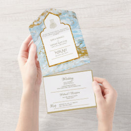 LeahG Blue Muslim Convites de casamento Nikah