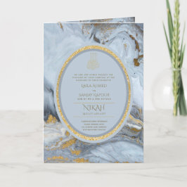 LeahG Blue Muslim Convites de casamento Nikah
