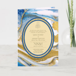 LeahG Blue Muslim Convites de casamento Nikah