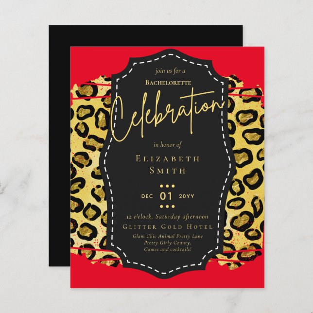 LeahG Bonito Girly Bachelorette Glam Animal Prints (Frente/Verso)