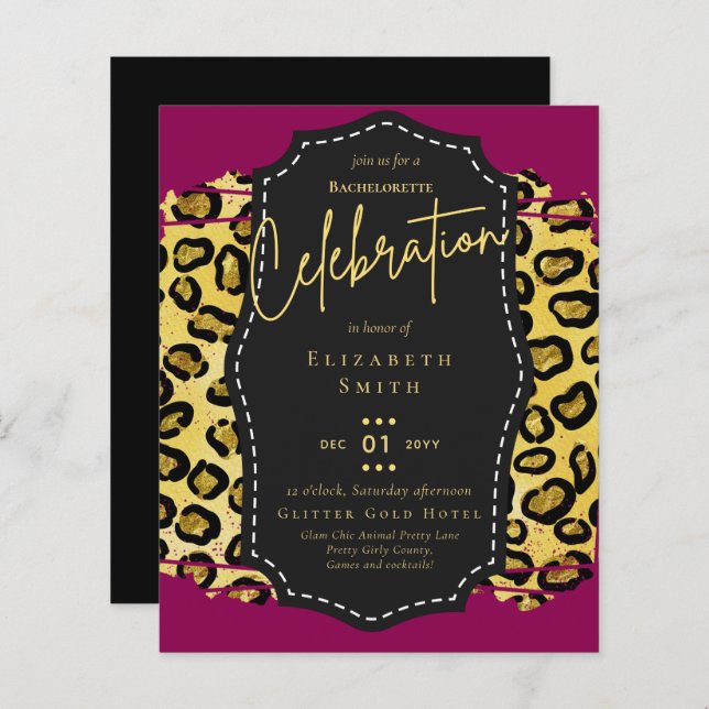 LeahG Bonito Girly Bachelorette Glam Animal Prints (Frente/Verso)
