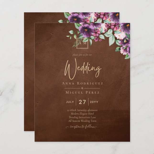 LeahG Brown Amarelo-Ameixa Roxo Casamento Outono I (Frente/Verso)